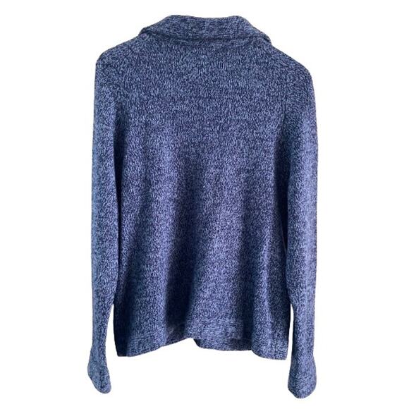 Sarah Spencer Blue Classic Tweed Knit Full Zipper Cardigan Sweater Sz L/XL - Picture 3 of 8